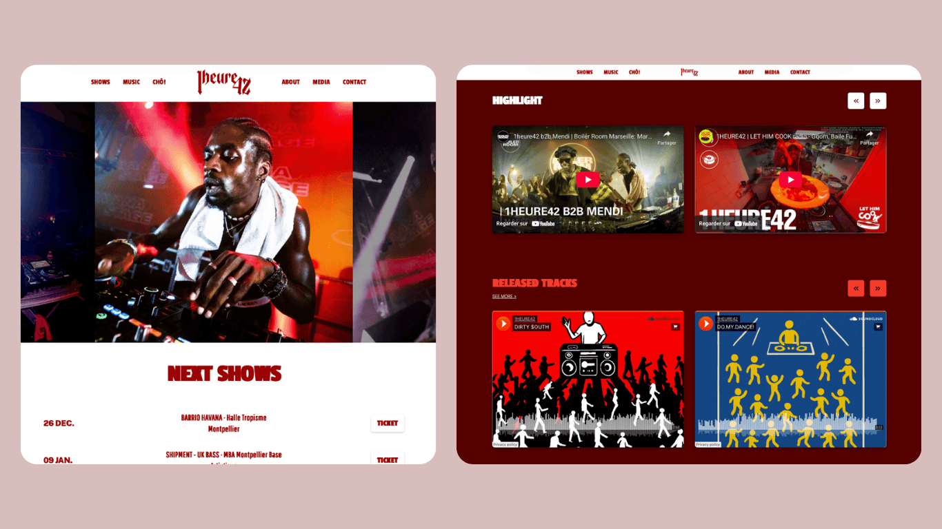 DJ 1heure42 Showcase Website